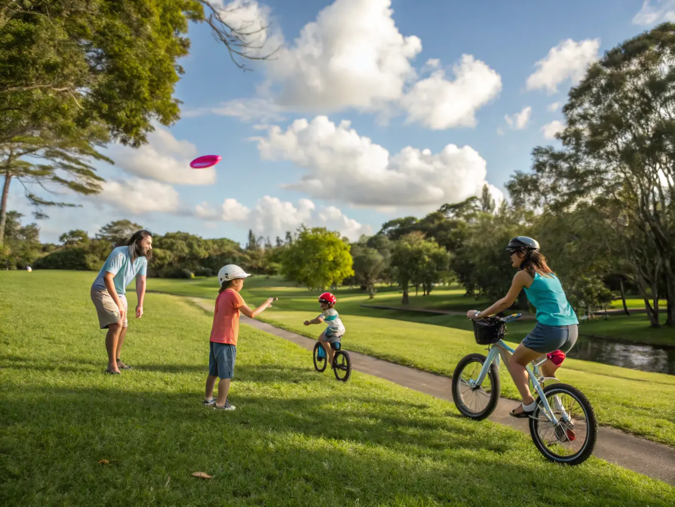 A photograph capturing a group of families participating in an outdoor recreational activity, such as a picnic or a sports day, organized by ASSOCIATION FAMILIALE EVASION.